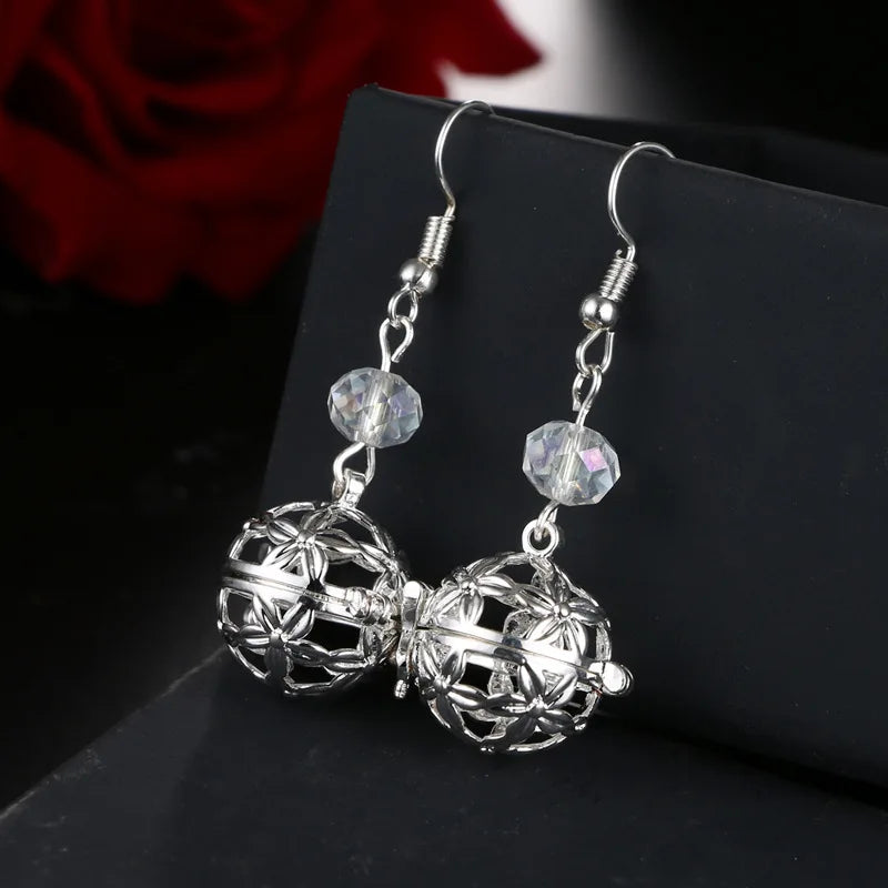 Aromatherapy Heart Cage Earrings Crystal Ear Drop Accessories Perfume Essential Oil Diffuser Locket Women Earrings Gift Jewelry