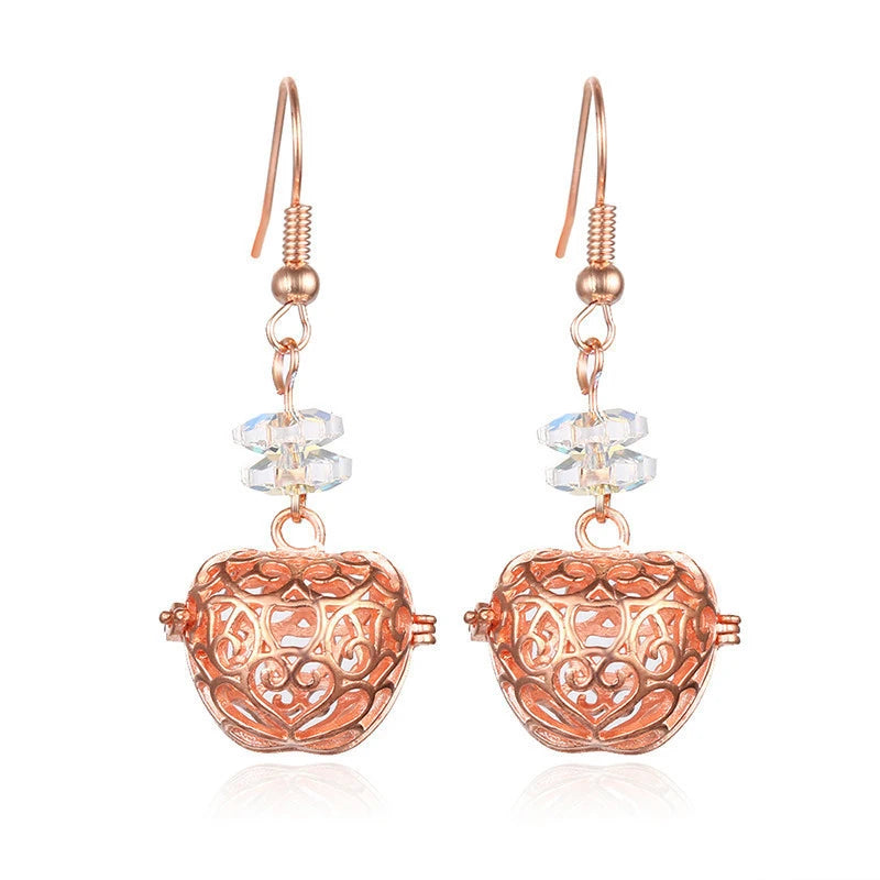 Aromatherapy Heart Cage Earrings Crystal Ear Drop Accessories Perfume Essential Oil Diffuser Locket Women Earrings Gift Jewelry