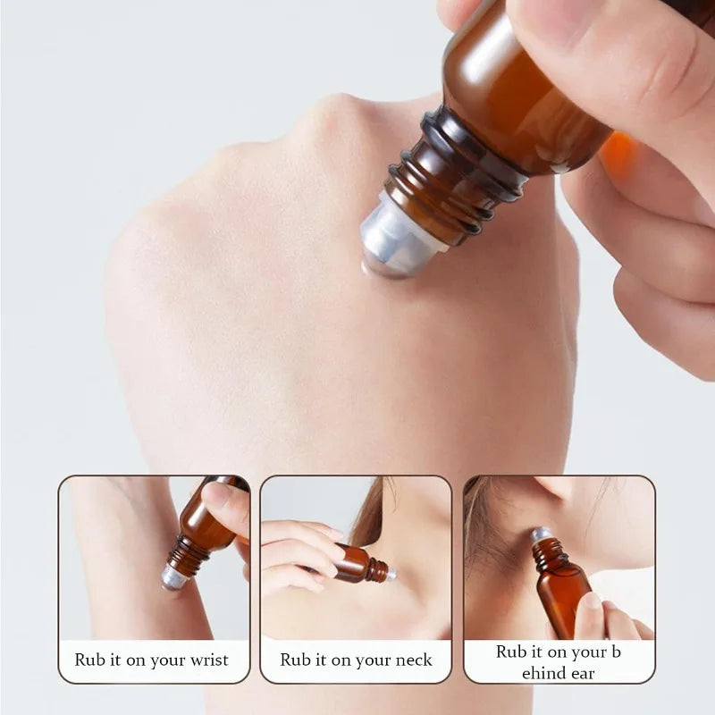 24Sets Essential Oil Roller Inserts Kit Stainless Steel Roller Balls and Black Bottle Cap for 5~15ml Essential Oils Cosmetics