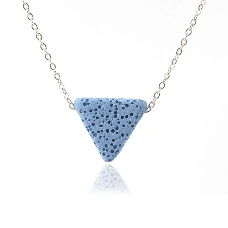 Colourful Triangle Lava Stone Essential Oil Diffuser Necklace Aromatherapy Volcanic Rock Stainlesss Steel Chain Jewelry