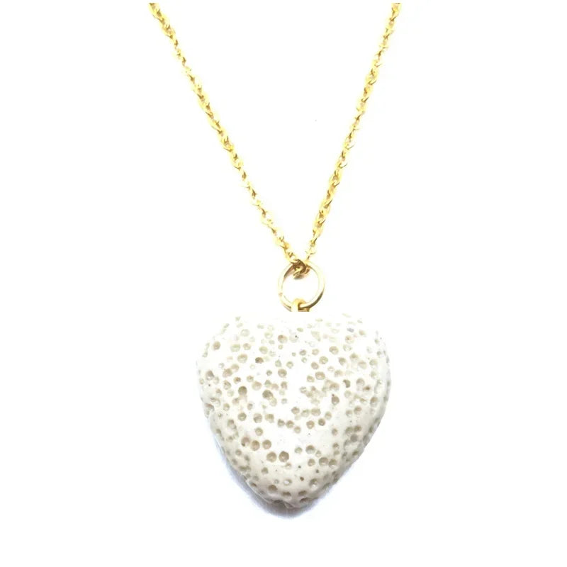 2cm Heart Lava Stone Pendant Aroma Essential Oil Diffuser Free Chain Necklace Aromatherapy Jewelry for Women Men