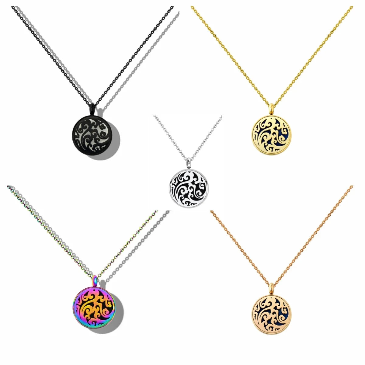 12mm Diffuser Perfume Necklace Locket For Women 316L Stainless Steel Jewelry Gold Color Essential Oil Aromatherapy Pendant Chain