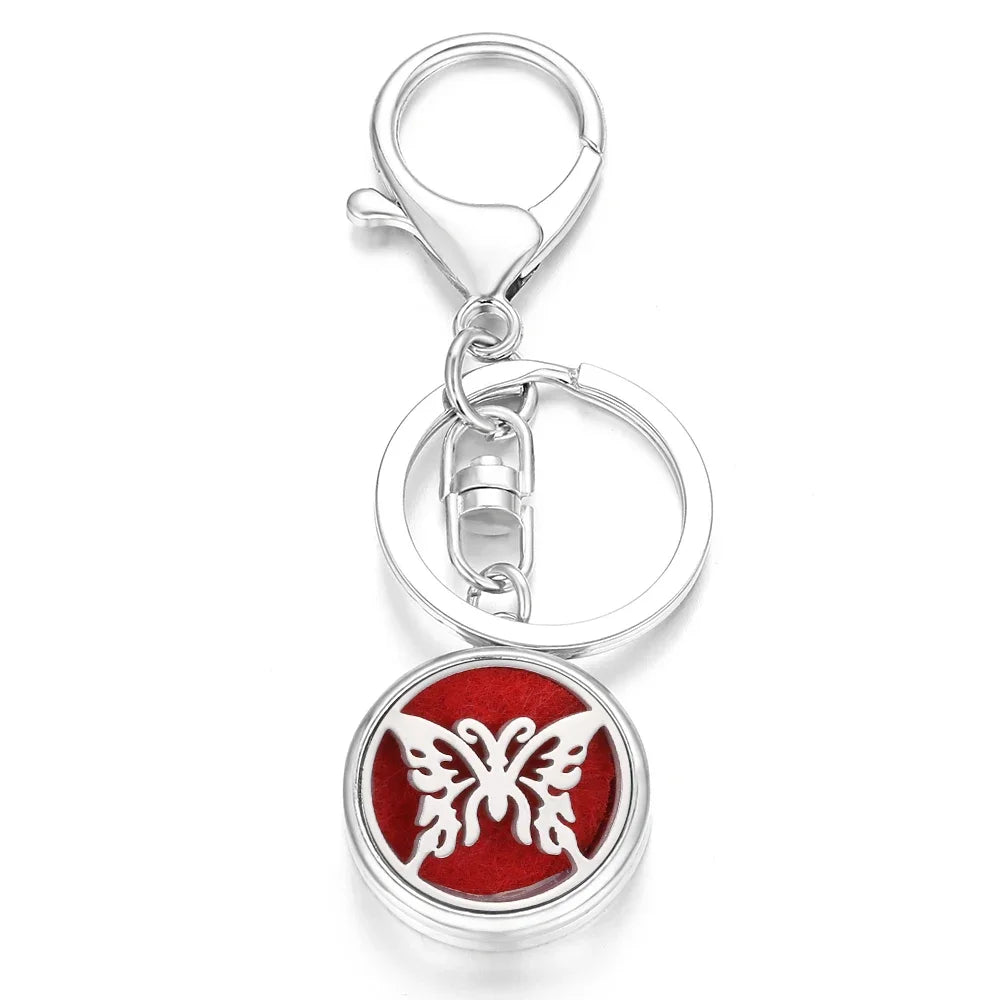 10pcs/lot Wholesale Perfume KeyChain Jewelry Essential Oil Diffuser Keyrings Aromatherapy KeyChain Lockets Aroma Jewelry