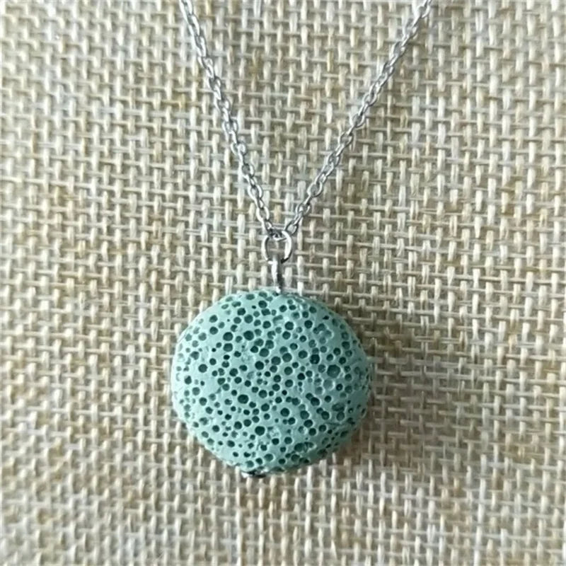 9 Colorful Round Lava Stone Essential Oil Diffuser Necklace Aromatherapy Jewelry Multilayer Rock Stone Necklace
