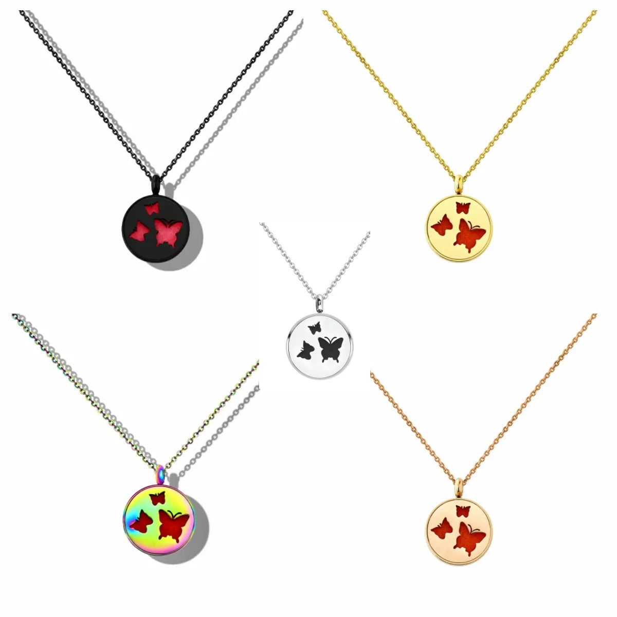 12mm Diffuser Perfume Necklace Locket For Women 316L Stainless Steel Jewelry Gold Color Essential Oil Aromatherapy Pendant Chain