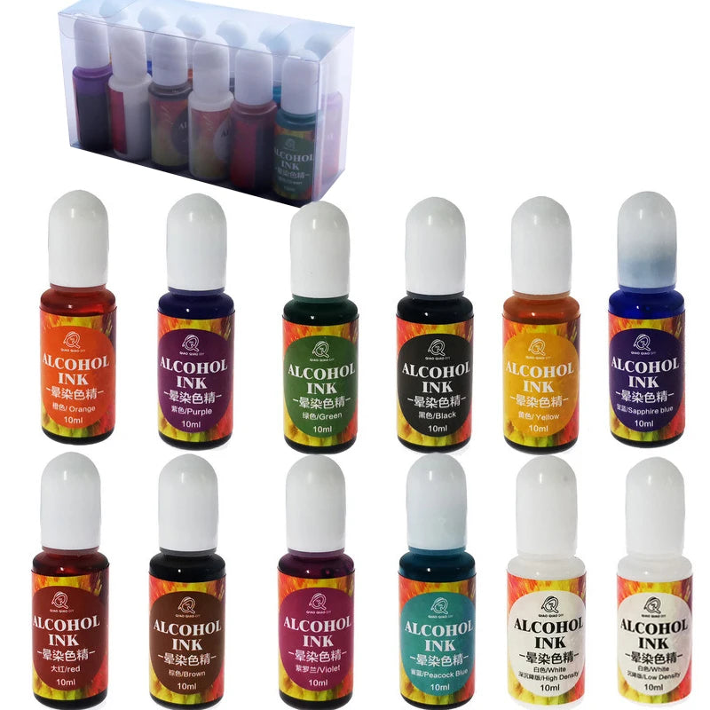 1 Set Art Ink Alcohol Epoxy Resin Pigment Kit Liquid Colorant Dye Diffusion Pigment Epoxy Resin Jewelry Making Crafts Art Dye