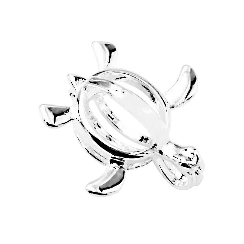 24*22mm Turtle Tortoise Essential Oil Diffuser Pearl Cage Pendant,Aromatherapy Locket Necklace Volcanic Setting Lava Stone