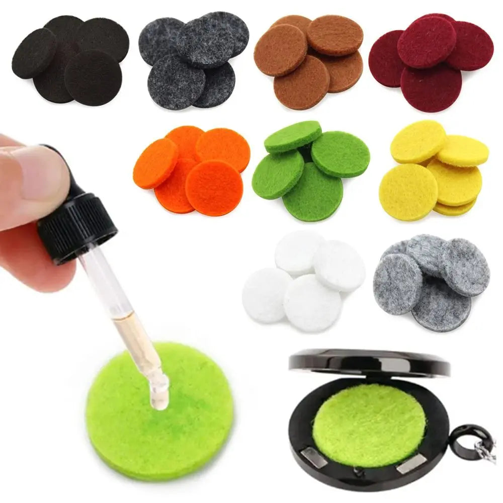 100pcs Colorful Round Essential Oil Refill Pads Essential Oil Diffuser Trendy Round Aromatherapy Felt Pads Jewelry Accessories