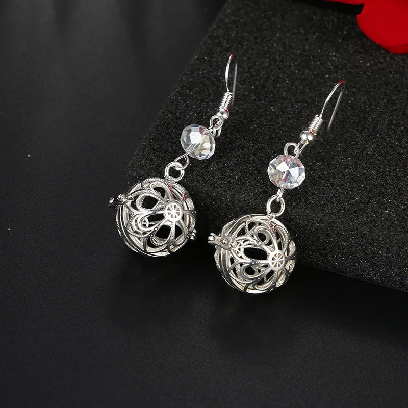 Aromatherapy Heart Cage Earrings Crystal Ear Drop Accessories Perfume Essential Oil Diffuser Locket Women Earrings Gift Jewelry