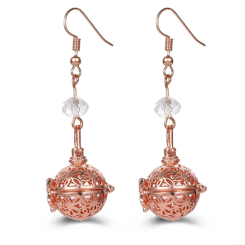 Aromatherapy Heart Cage Earrings Crystal Ear Drop Accessories Perfume Essential Oil Diffuser Locket Women Earrings Gift Jewelry