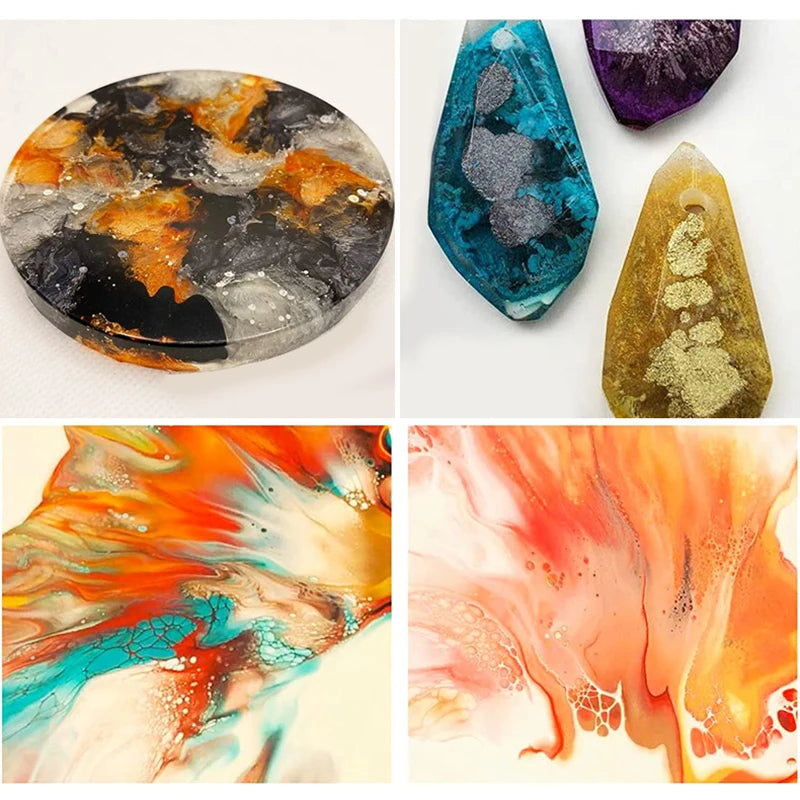 1 Set Art Ink Alcohol Epoxy Resin Pigment Kit Liquid Colorant Dye Diffusion Pigment Epoxy Resin Jewelry Making Crafts Art Dye