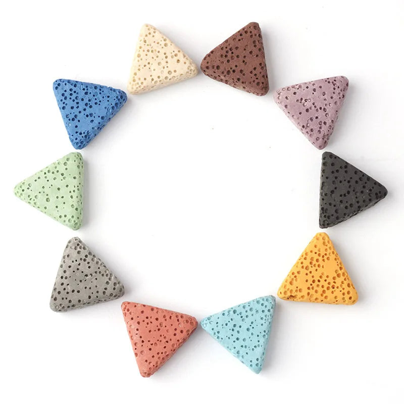 10pcs Colourful Triangle Lava Stone Essential Oil Diffuser Necklace Aromatherapy Volcanic Rock Stainlesss Steel Chain Jewelry