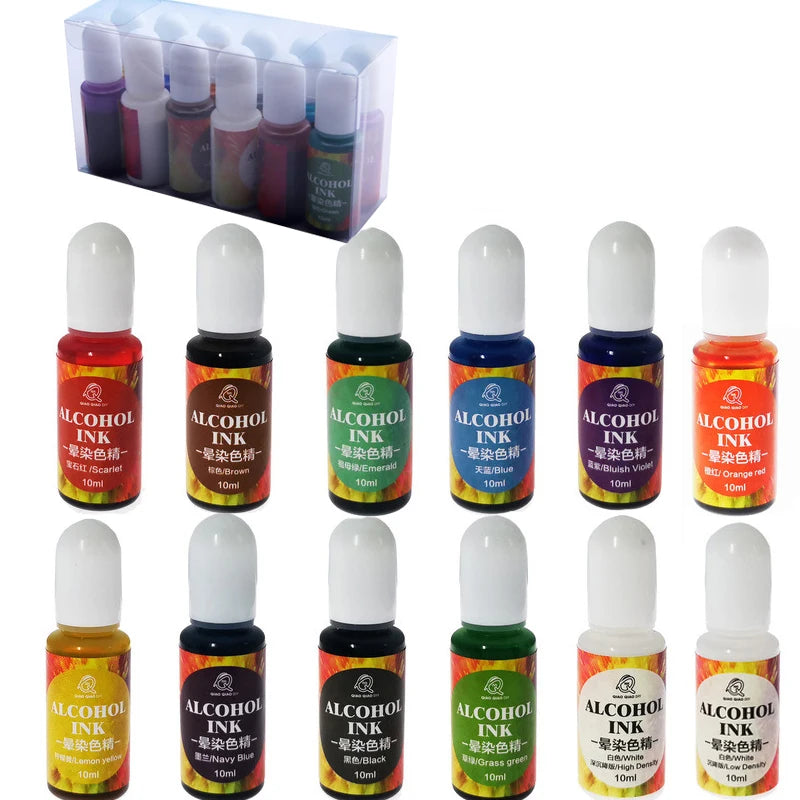 1 Set Art Ink Alcohol Epoxy Resin Pigment Kit Liquid Colorant Dye Diffusion Pigment Epoxy Resin Jewelry Making Crafts Art Dye