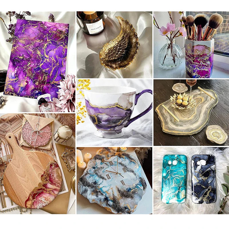 1 Set Art Ink Alcohol Epoxy Resin Pigment Kit Liquid Colorant Dye Diffusion Pigment Epoxy Resin Jewelry Making Crafts Art Dye