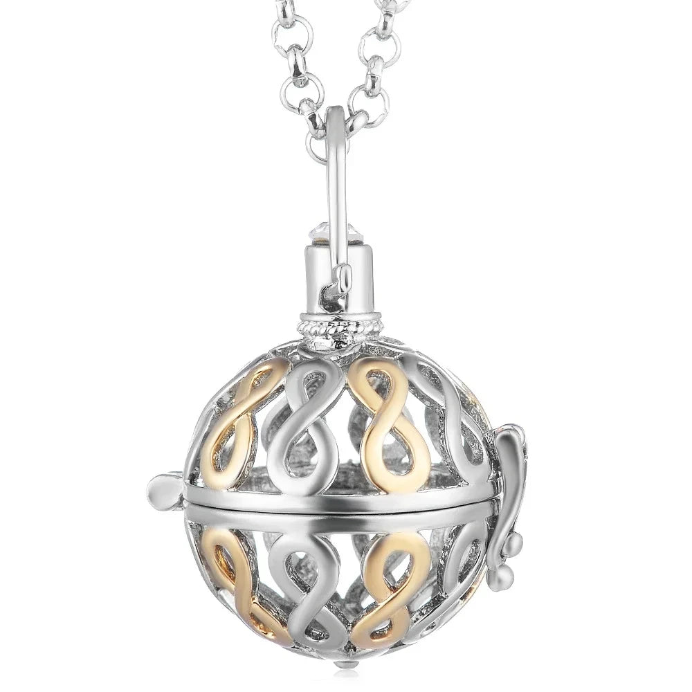 Mexico Chime Two-Color Feather Caller Locket Piano Ball Necklace Essential Oil Diffuser Perfume Musical Note Pendant New Jewelry