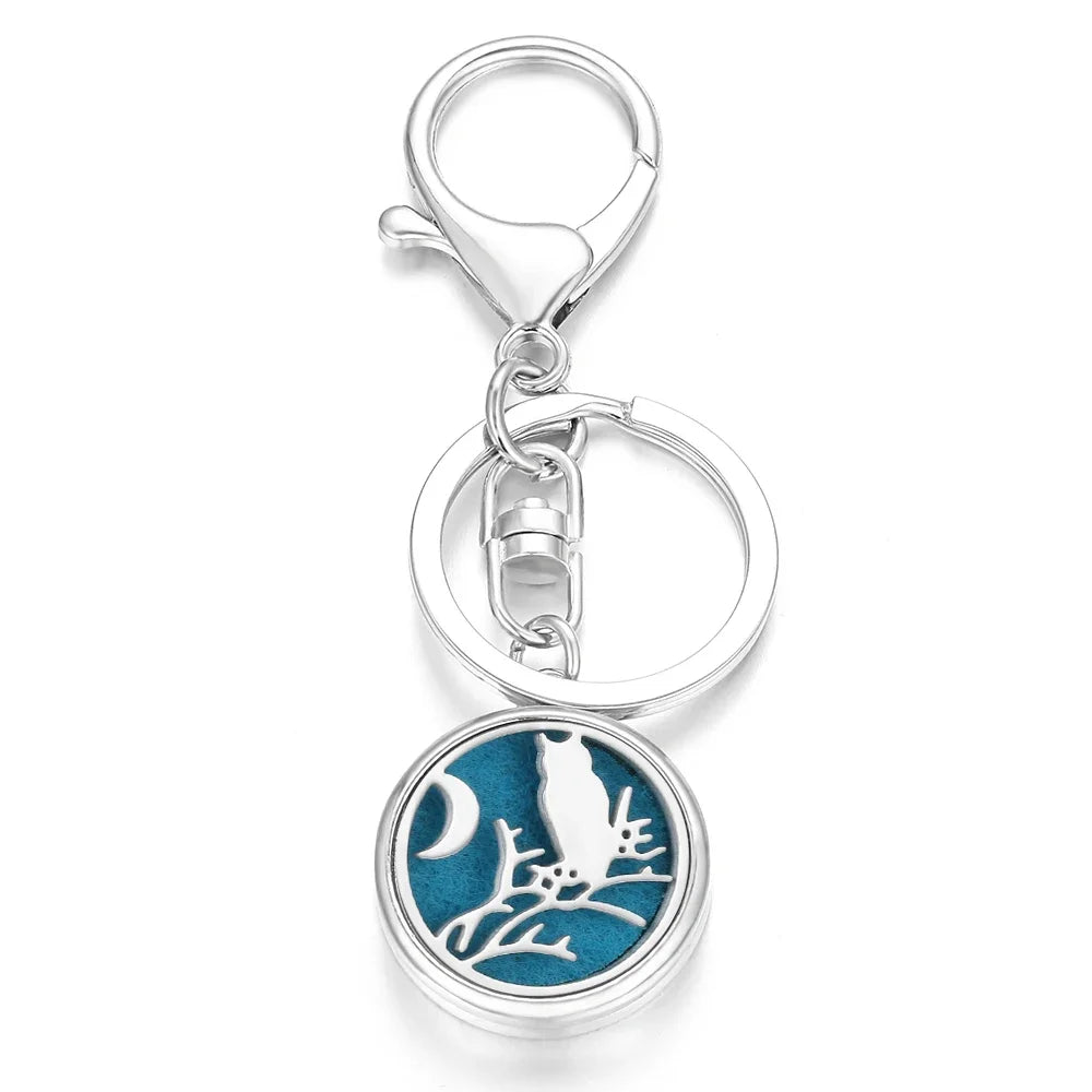 10pcs/lot Wholesale Perfume KeyChain Jewelry Essential Oil Diffuser Keyrings Aromatherapy KeyChain Lockets Aroma Jewelry