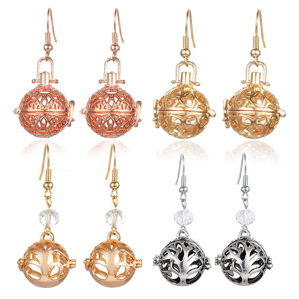 Aromatherapy Heart Cage Earrings Crystal Ear Drop Accessories Perfume Essential Oil Diffuser Locket Women Earrings Gift Jewelry