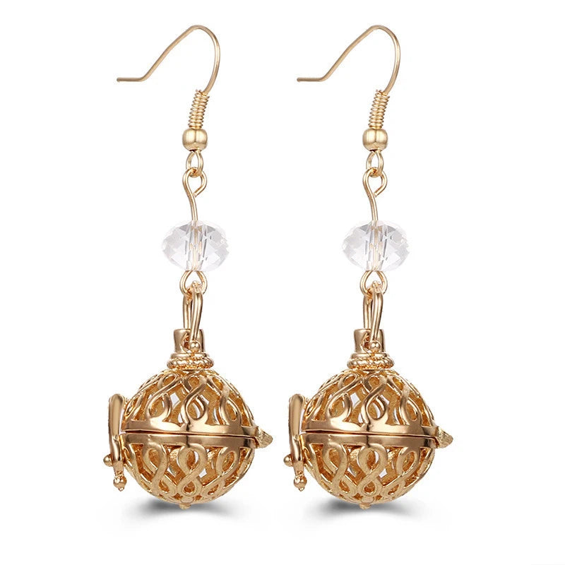 Aromatherapy Heart Cage Earrings Crystal Ear Drop Accessories Perfume Essential Oil Diffuser Locket Women Earrings Gift Jewelry