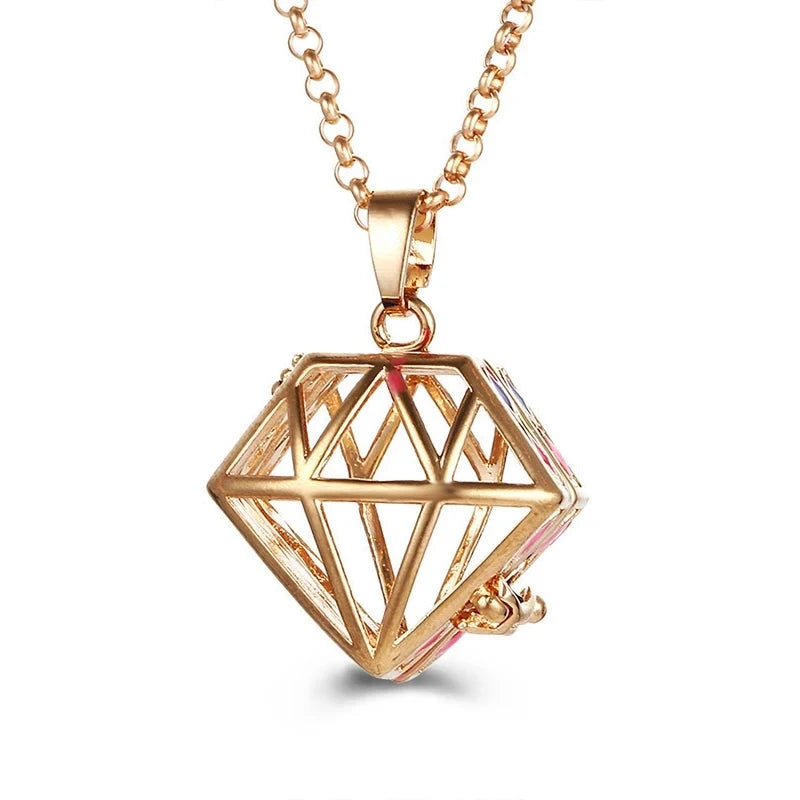 Mexico Chime Two-Color Feather Caller Locket Piano Ball Necklace Essential Oil Diffuser Perfume Musical Note Pendant New Jewelry