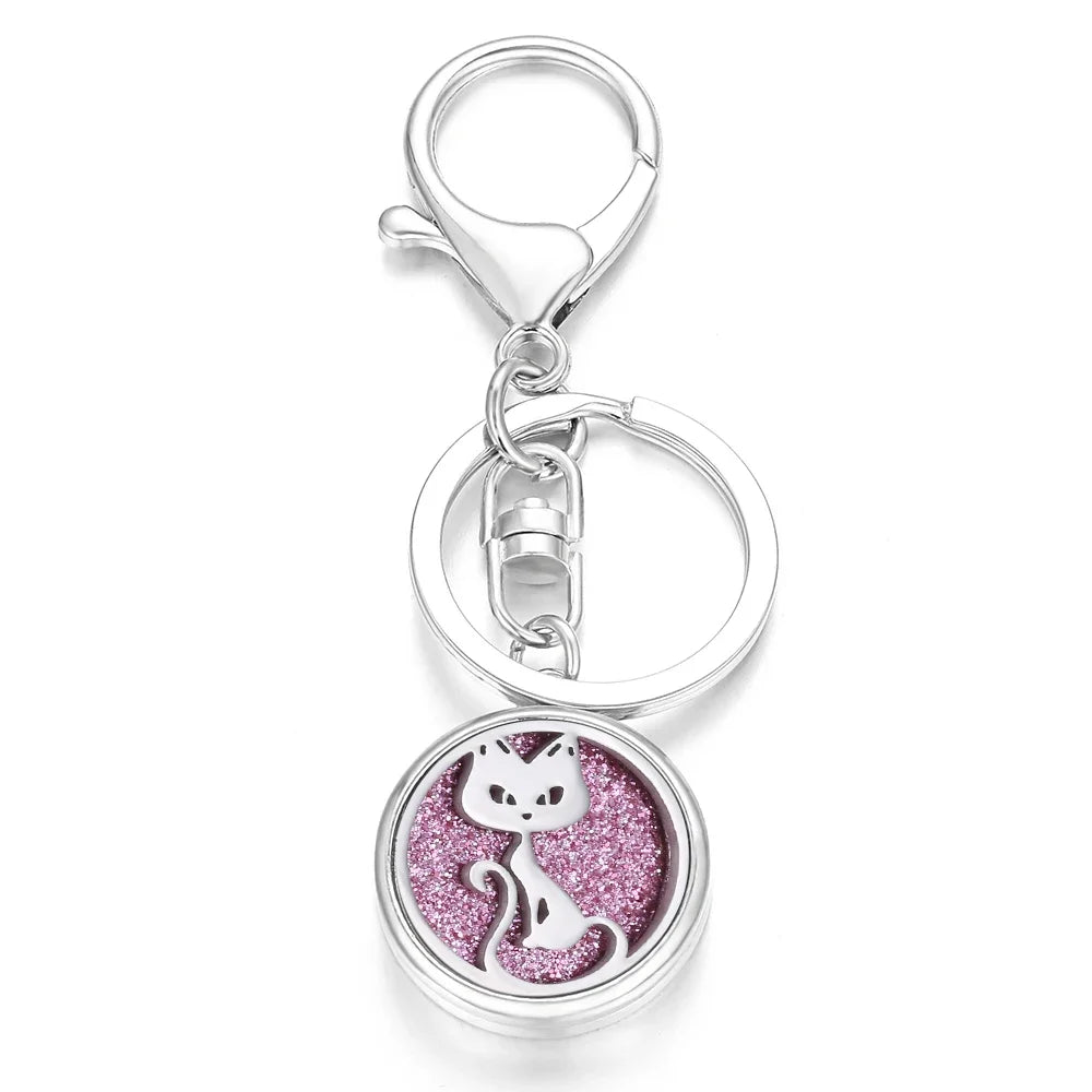 10pcs/lot Wholesale Perfume KeyChain Jewelry Essential Oil Diffuser Keyrings Aromatherapy KeyChain Lockets Aroma Jewelry