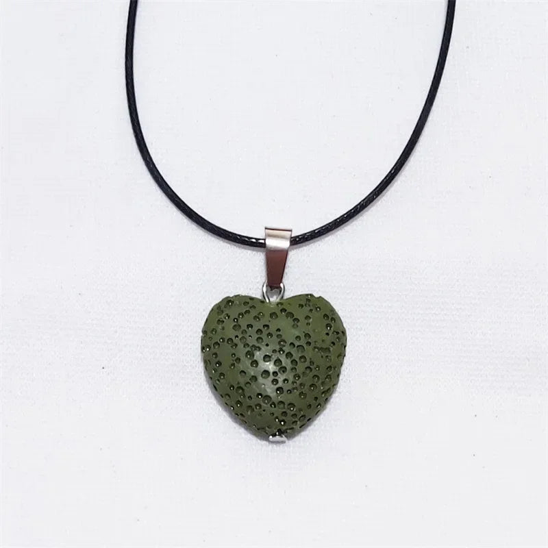 2cm Heart Lava Stone Pendant Aroma Essential Oil Diffuser Free Chain Necklace Aromatherapy Jewelry for Women Men