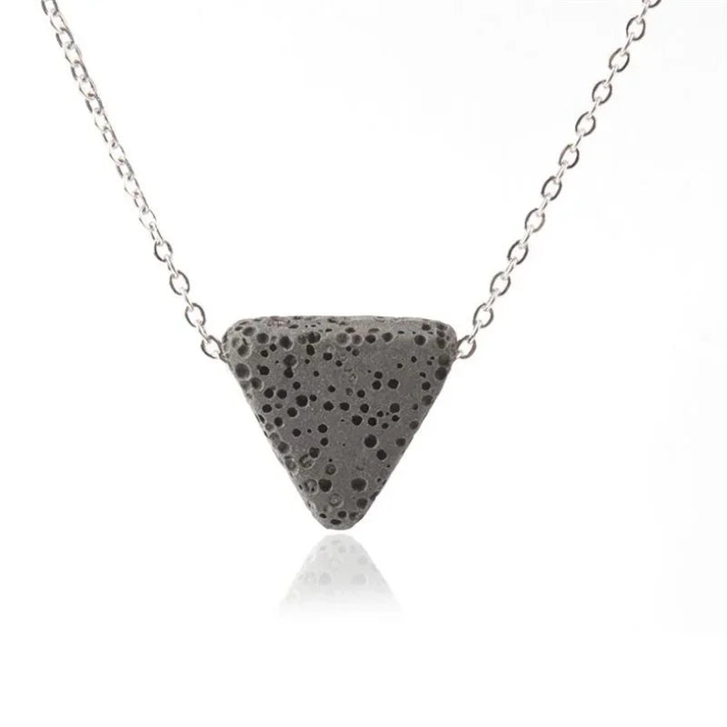 Colourful Triangle Lava Stone Essential Oil Diffuser Necklace Aromatherapy Volcanic Rock Stainlesss Steel Chain Jewelry