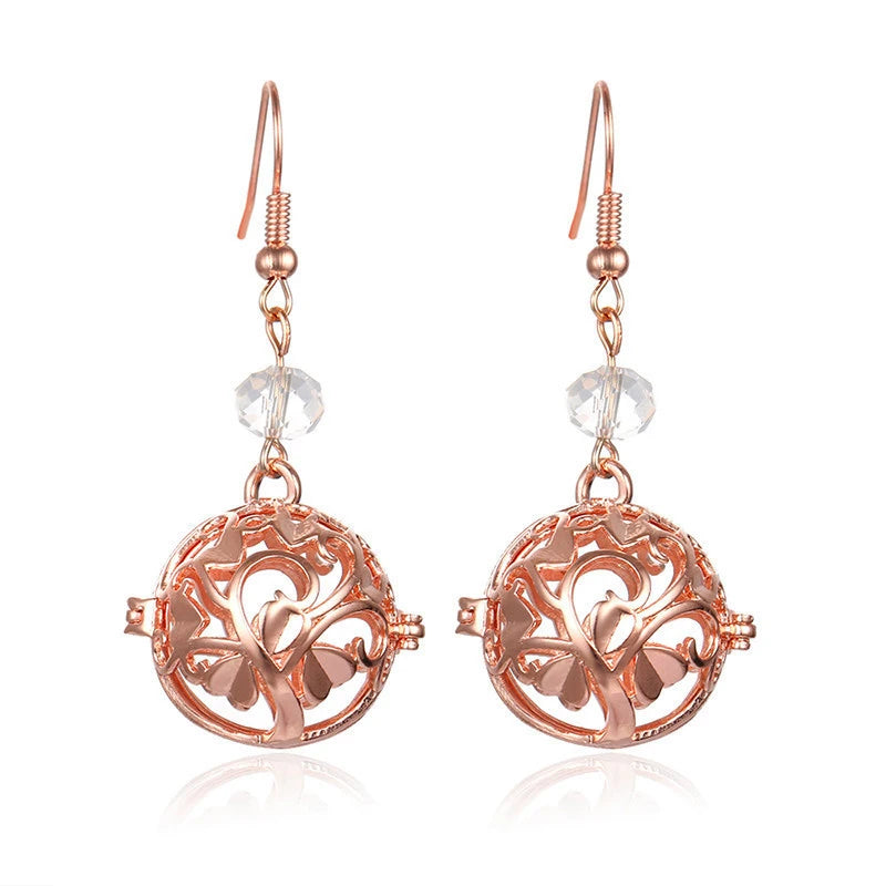 Aromatherapy Heart Cage Earrings Crystal Ear Drop Accessories Perfume Essential Oil Diffuser Locket Women Earrings Gift Jewelry