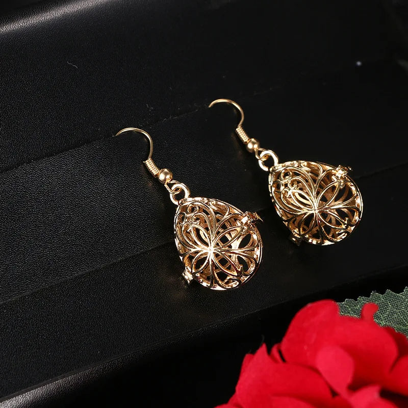 Aromatherapy Heart Cage Earrings Crystal Ear Drop Accessories Perfume Essential Oil Diffuser Locket Women Earrings Gift Jewelry