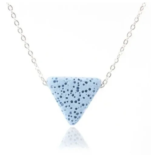 10pcs Colourful Triangle Lava Stone Essential Oil Diffuser Necklace Aromatherapy Volcanic Rock Stainlesss Steel Chain Jewelry