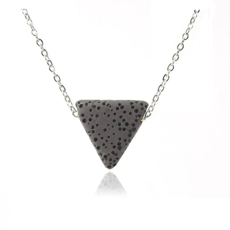 10pcs Colourful Triangle Lava Stone Essential Oil Diffuser Necklace Aromatherapy Volcanic Rock Stainlesss Steel Chain Jewelry