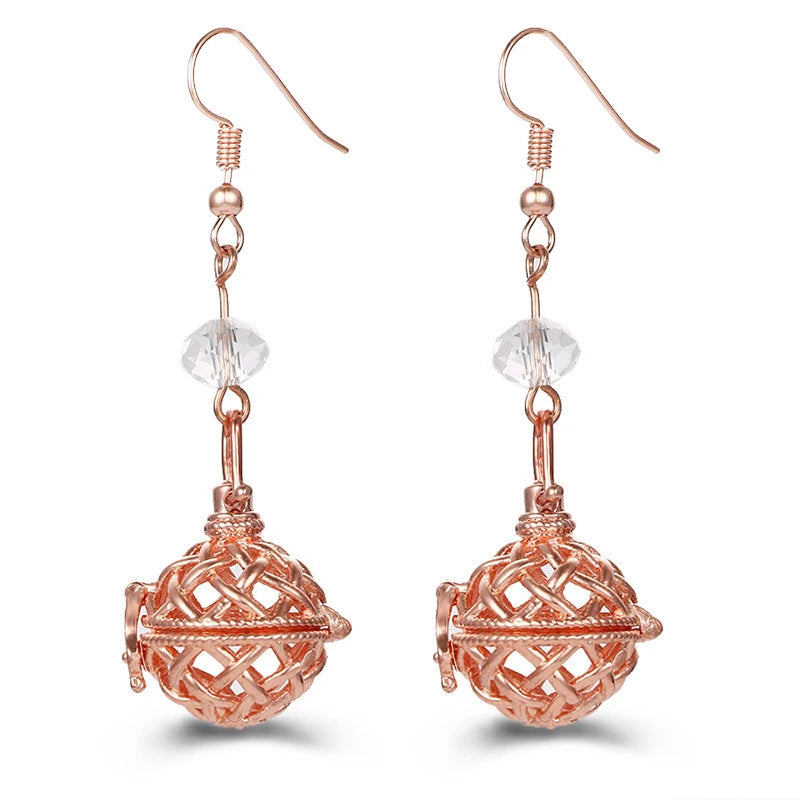 Aromatherapy Heart Cage Earrings Crystal Ear Drop Accessories Perfume Essential Oil Diffuser Locket Women Earrings Gift Jewelry