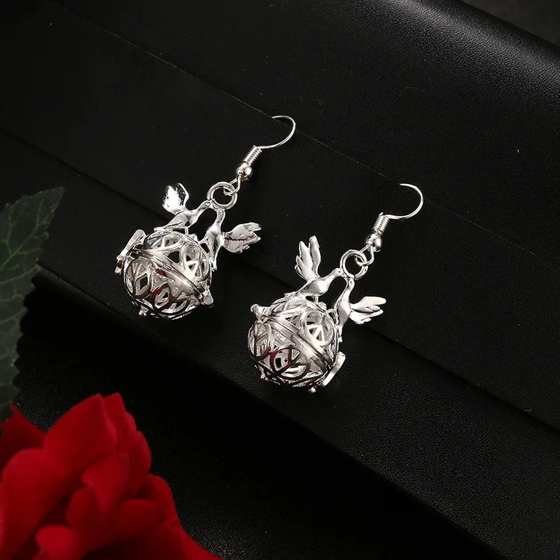 Aromatherapy Heart Cage Earrings Crystal Ear Drop Accessories Perfume Essential Oil Diffuser Locket Women Earrings Gift Jewelry