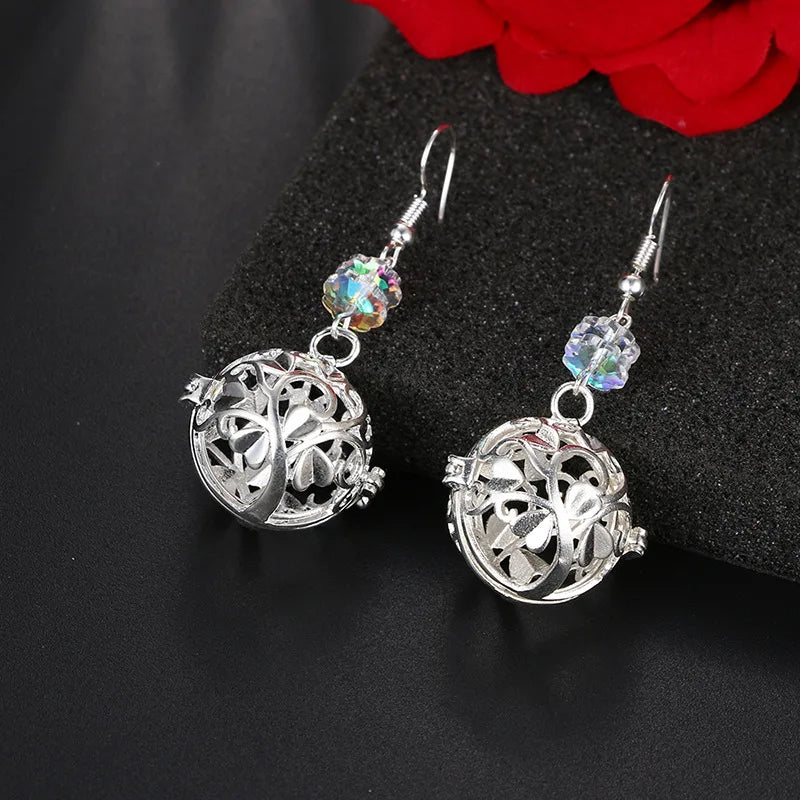 Aromatherapy Heart Cage Earrings Crystal Ear Drop Accessories Perfume Essential Oil Diffuser Locket Women Earrings Gift Jewelry