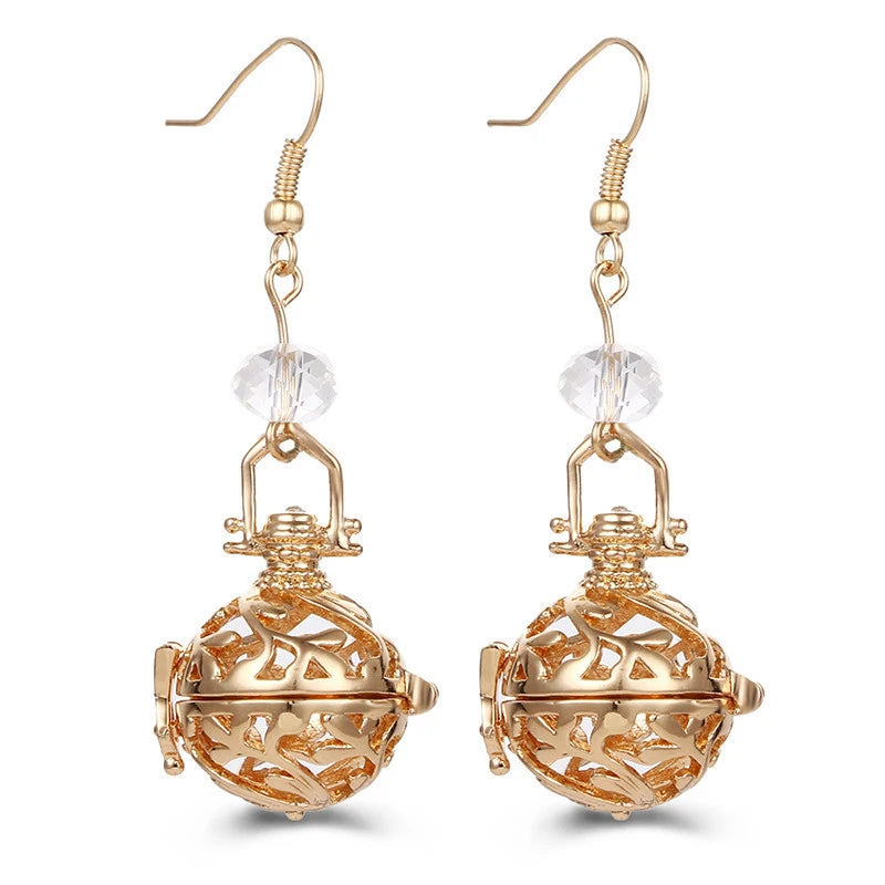Aromatherapy Heart Cage Earrings Crystal Ear Drop Accessories Perfume Essential Oil Diffuser Locket Women Earrings Gift Jewelry