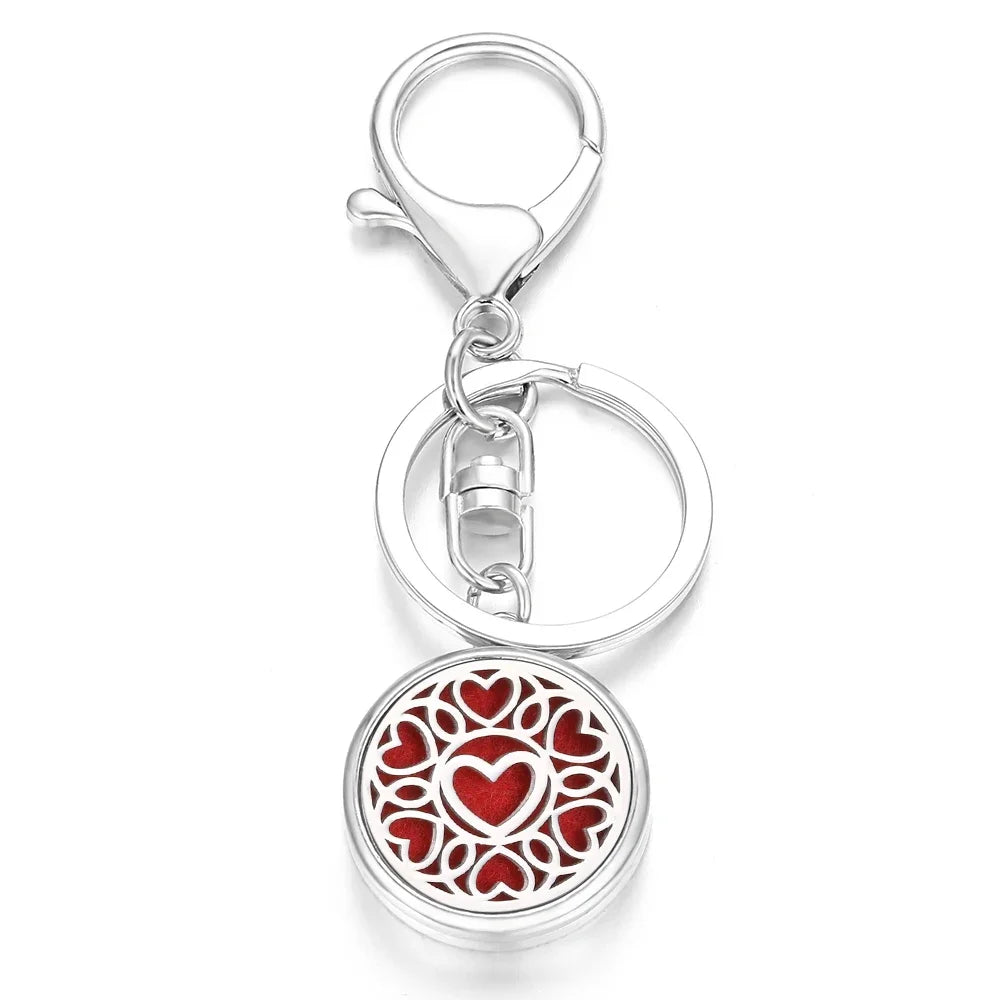 10pcs/lot Wholesale Perfume KeyChain Jewelry Essential Oil Diffuser Keyrings Aromatherapy KeyChain Lockets Aroma Jewelry