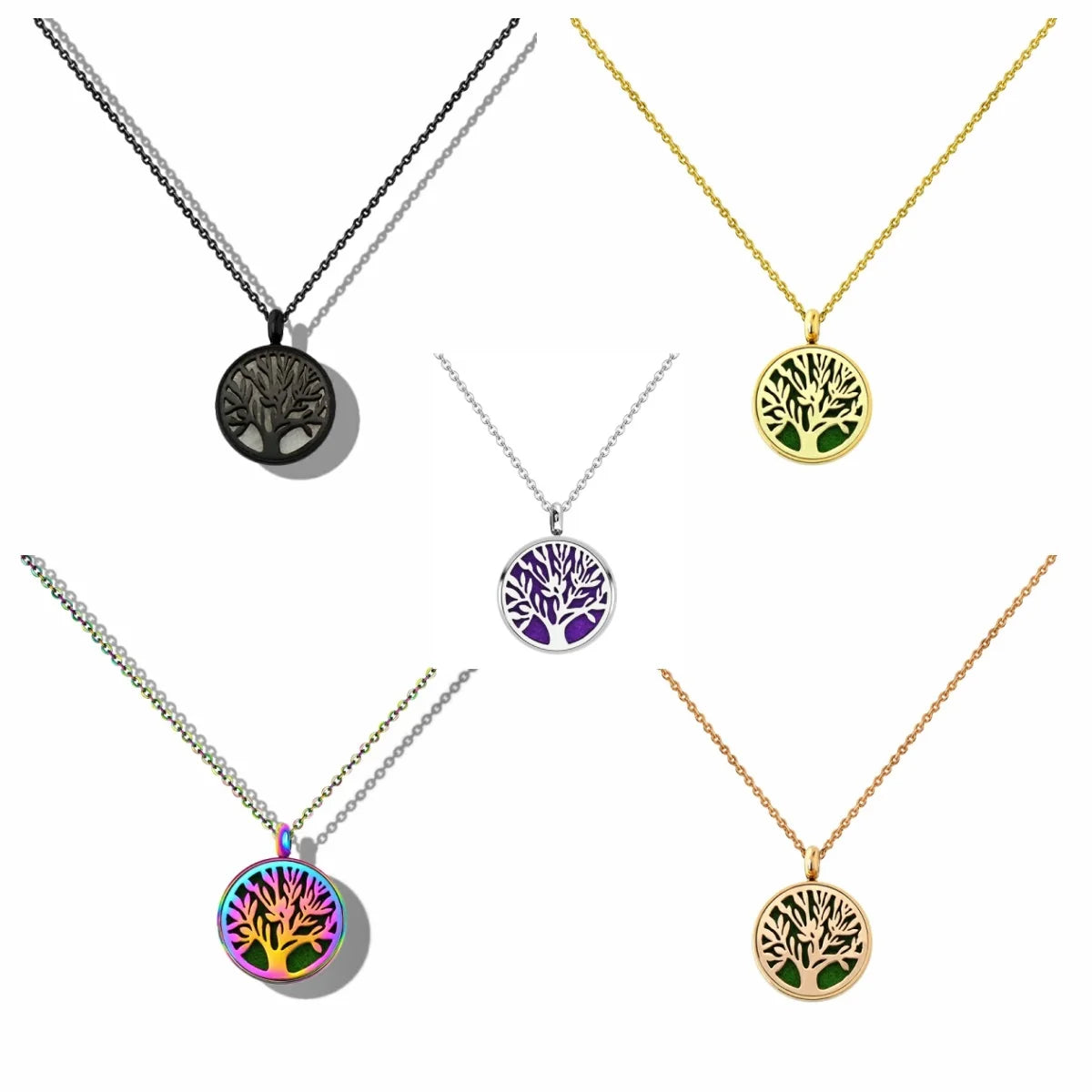 12mm Diffuser Perfume Necklace Locket For Women 316L Stainless Steel Jewelry Gold Color Essential Oil Aromatherapy Pendant Chain