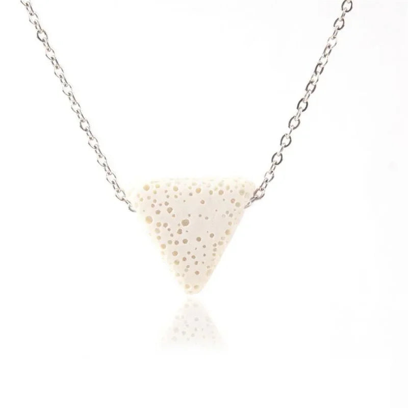 Colourful Triangle Lava Stone Essential Oil Diffuser Necklace Aromatherapy Volcanic Rock Stainlesss Steel Chain Jewelry