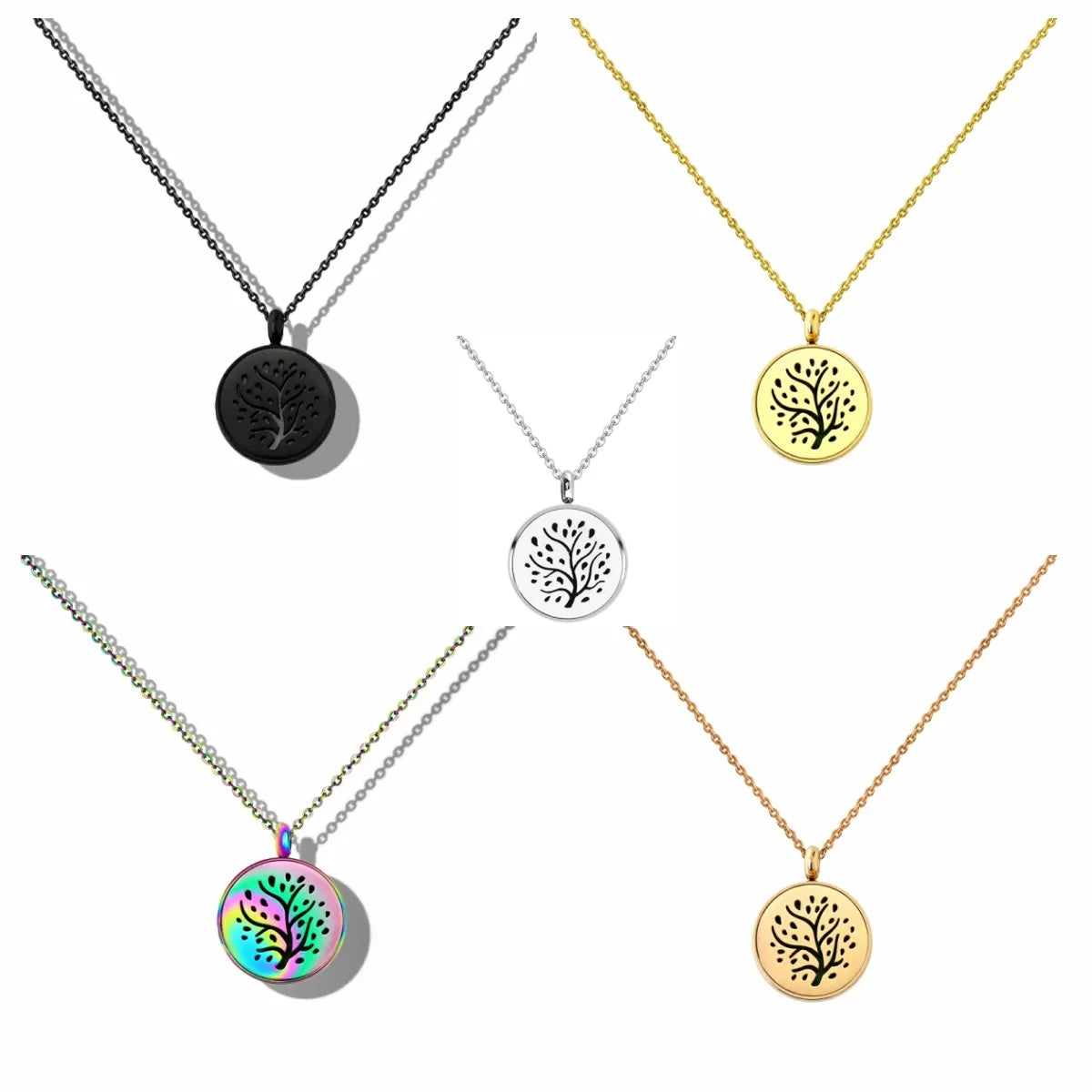 12mm Diffuser Perfume Necklace Locket For Women 316L Stainless Steel Jewelry Gold Color Essential Oil Aromatherapy Pendant Chain