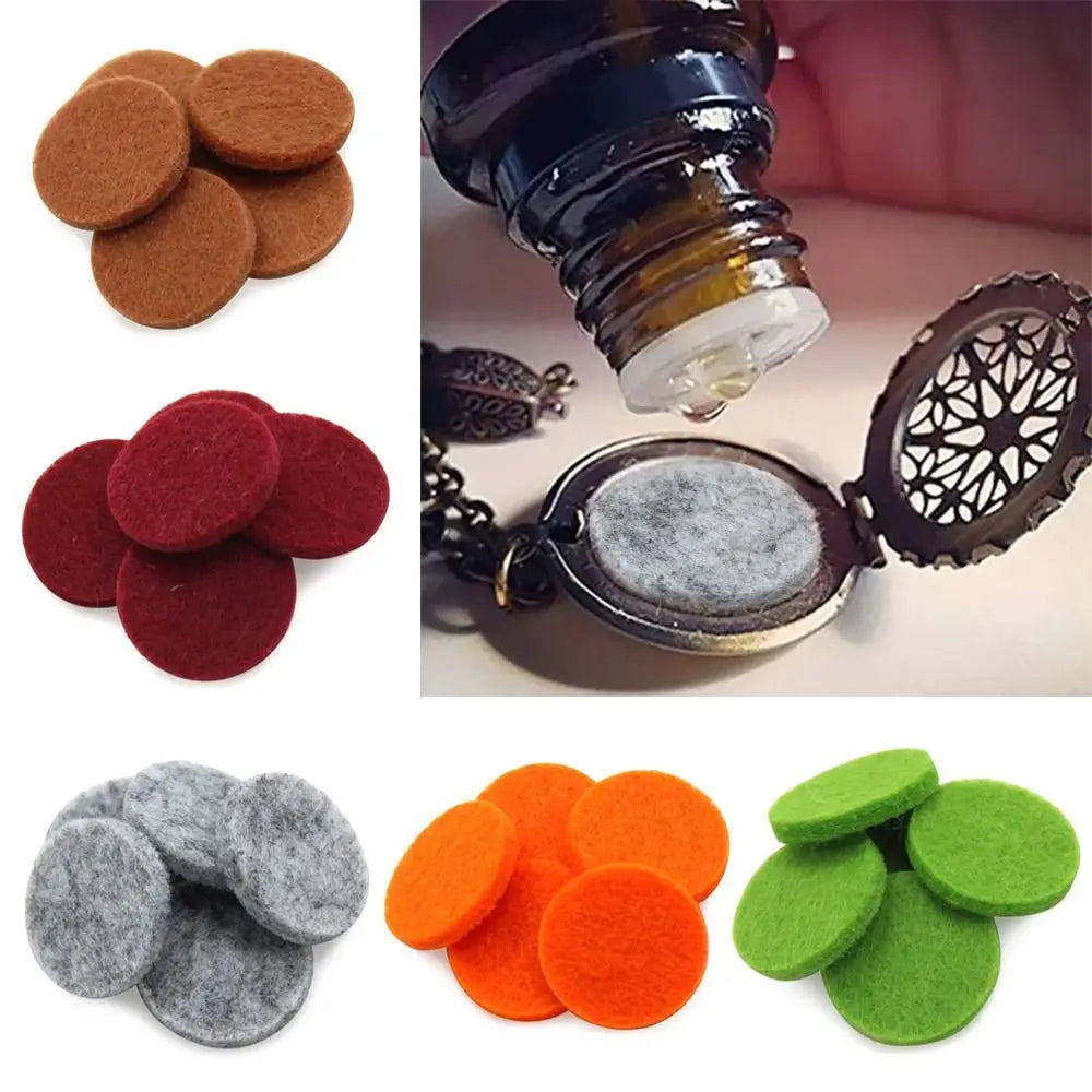 100pcs Colorful Round Essential Oil Refill Pads Essential Oil Diffuser Trendy Round Aromatherapy Felt Pads Jewelry Accessories