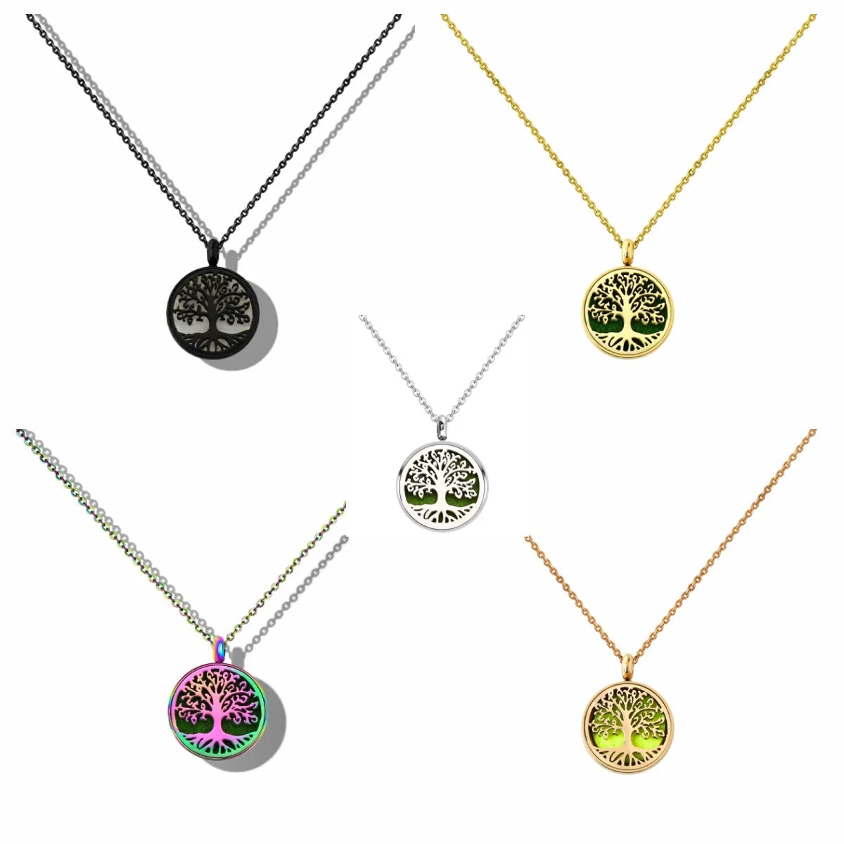 12mm Diffuser Perfume Necklace Locket For Women 316L Stainless Steel Jewelry Gold Color Essential Oil Aromatherapy Pendant Chain