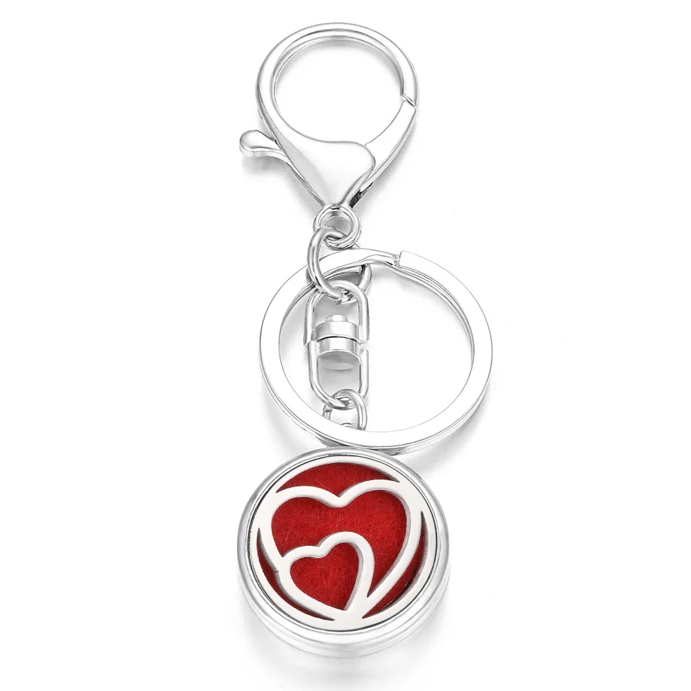 10pcs/lot Wholesale Perfume KeyChain Jewelry Essential Oil Diffuser Keyrings Aromatherapy KeyChain Lockets Aroma Jewelry