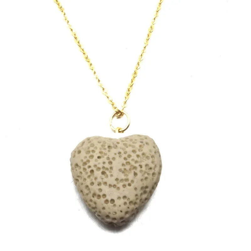 2cm Heart Lava Stone Pendant Aroma Essential Oil Diffuser Free Chain Necklace Aromatherapy Jewelry for Women Men