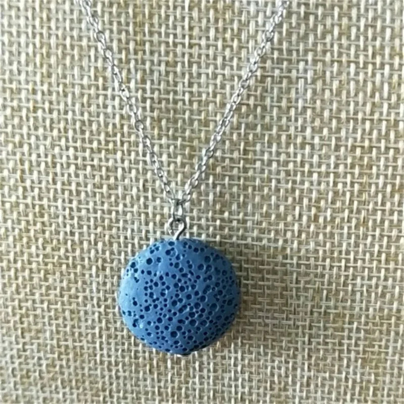 9 Colorful Round Lava Stone Essential Oil Diffuser Necklace Aromatherapy Jewelry Multilayer Rock Stone Necklace