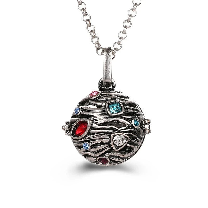Mexico Chime Two-Color Feather Caller Locket Piano Ball Necklace Essential Oil Diffuser Perfume Musical Note Pendant New Jewelry