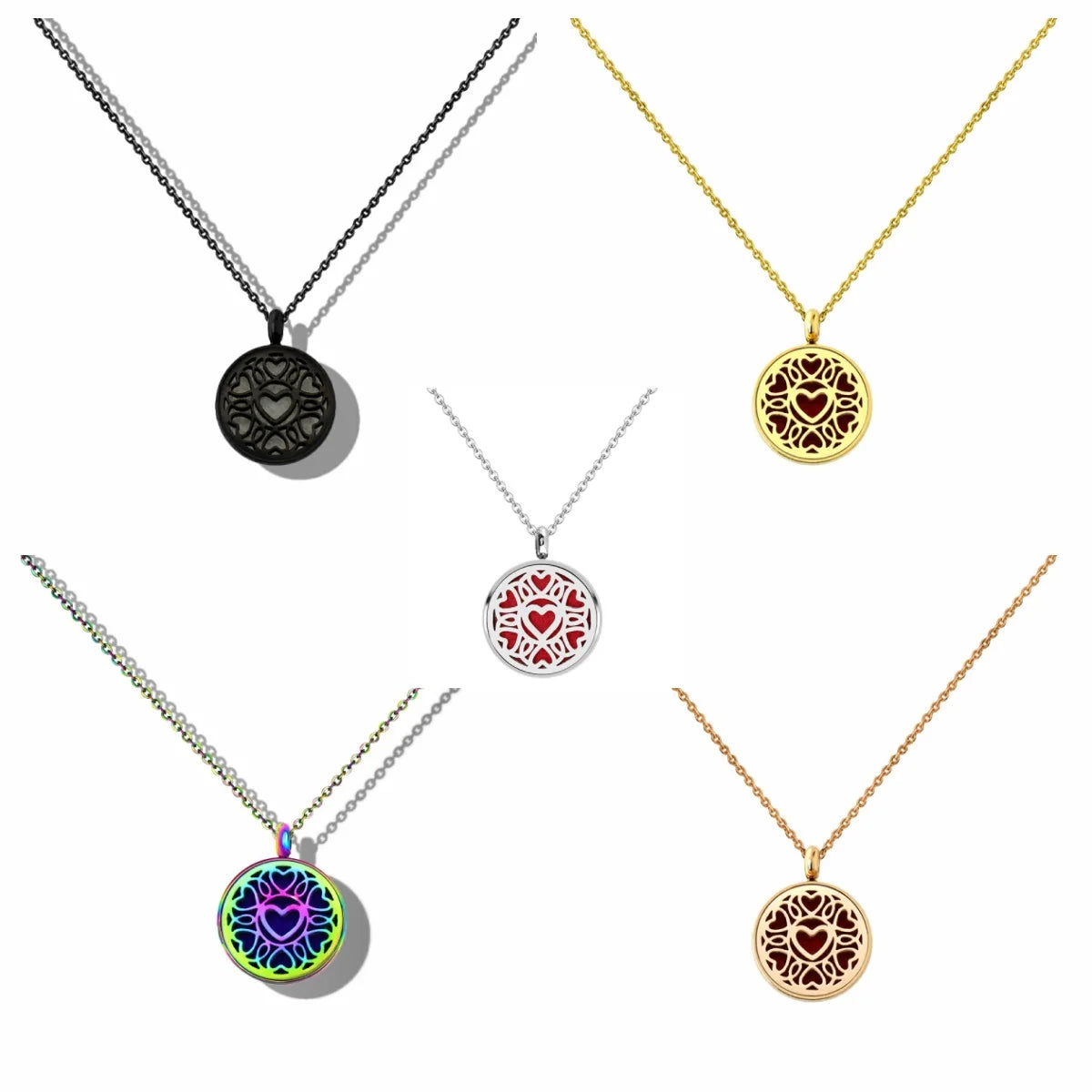 12mm Diffuser Perfume Necklace Locket For Women 316L Stainless Steel Jewelry Gold Color Essential Oil Aromatherapy Pendant Chain