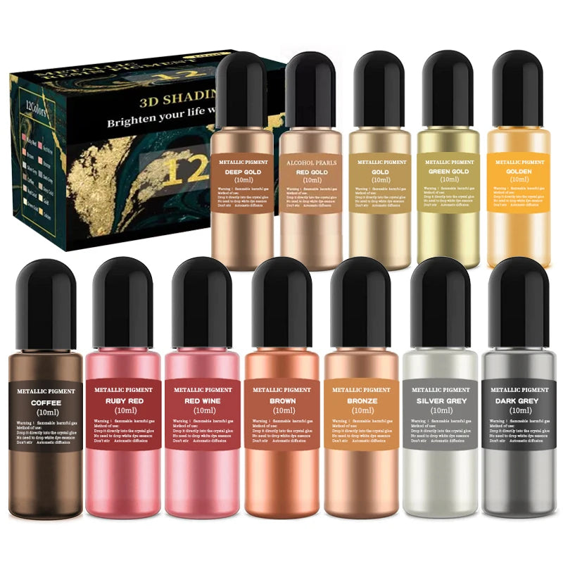 1 Set Art Ink Alcohol Epoxy Resin Pigment Kit Liquid Colorant Dye Diffusion Pigment Epoxy Resin Jewelry Making Crafts Art Dye