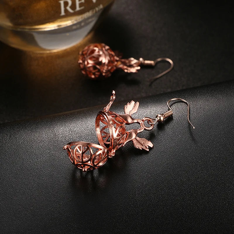 Aromatherapy Heart Cage Earrings Crystal Ear Drop Accessories Perfume Essential Oil Diffuser Locket Women Earrings Gift Jewelry