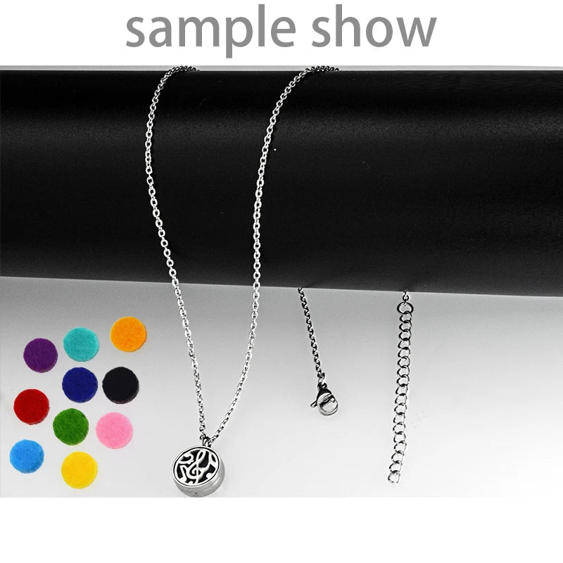 12mm Diffuser Perfume Necklace Locket For Women 316L Stainless Steel Jewelry Gold Color Essential Oil Aromatherapy Pendant Chain