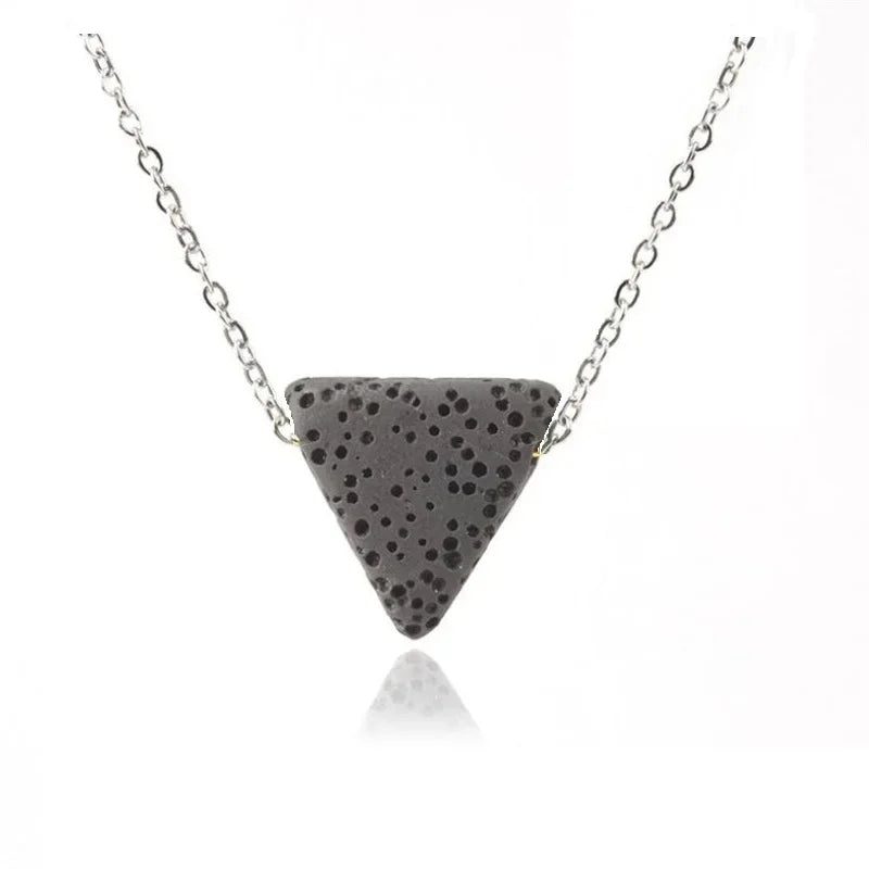 Colourful Triangle Lava Stone Essential Oil Diffuser Necklace Aromatherapy Volcanic Rock Stainlesss Steel Chain Jewelry
