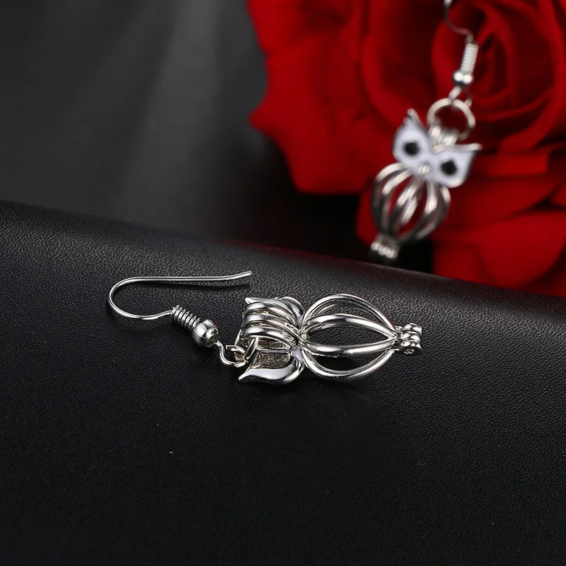 Aromatherapy Heart Cage Earrings Crystal Ear Drop Accessories Perfume Essential Oil Diffuser Locket Women Earrings Gift Jewelry